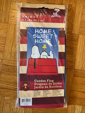 Large Peanuts Snoopy and Woodstock Home Sweet Home Screenprint Garden Flag